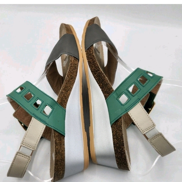 Naot Dynasty Jade Gray Cream Sandal Buckle Strap Womens Size 39 US 8 New - Picture 9 of 11